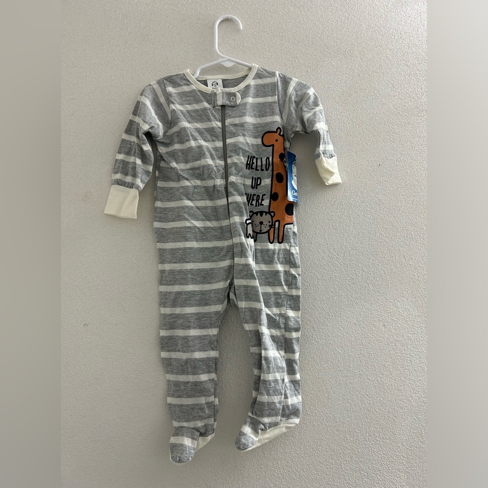 Gray Striped Kids One Piece with Giraffe Design NWT!